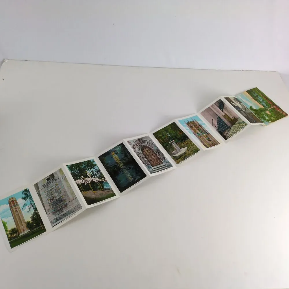The Singing Tower Lake Wales Florida 1930s Fold-Out Linen‎ Postcards FL Bok